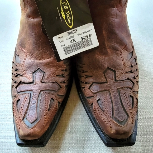J B Dillon Brown Cross Cowboy Boots - Picture 3 of 11